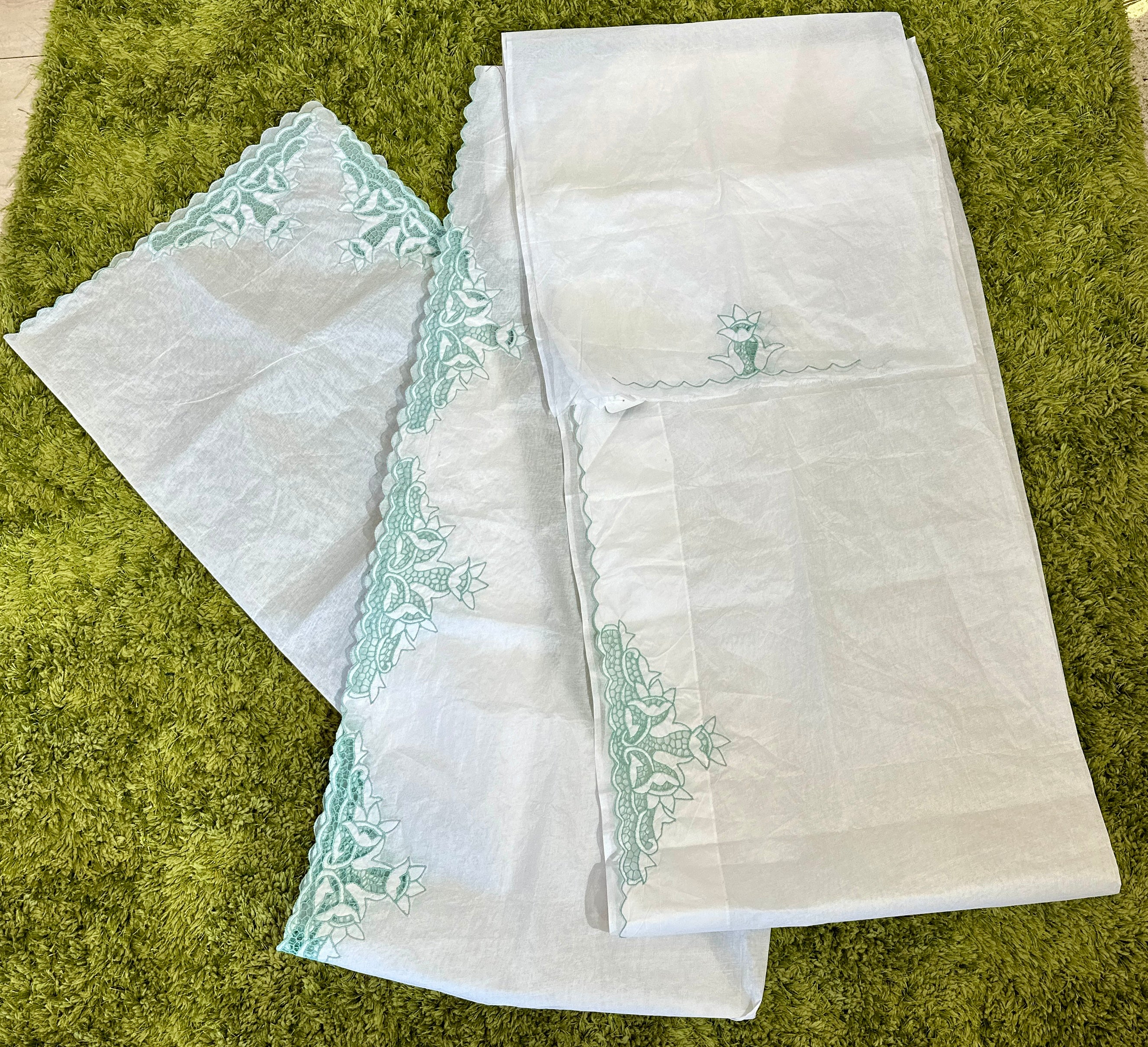 Twine Cutwork Floral Design Organdy Saree | TC386