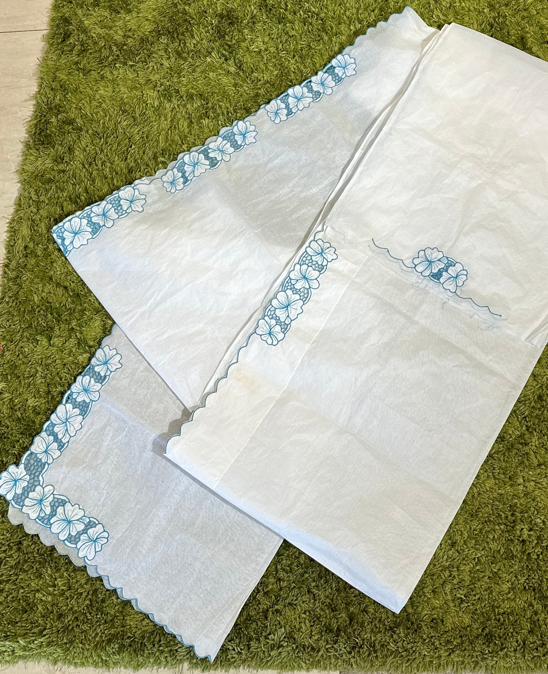 Twine Cutwork Floral Design Organdy Saree | TC389