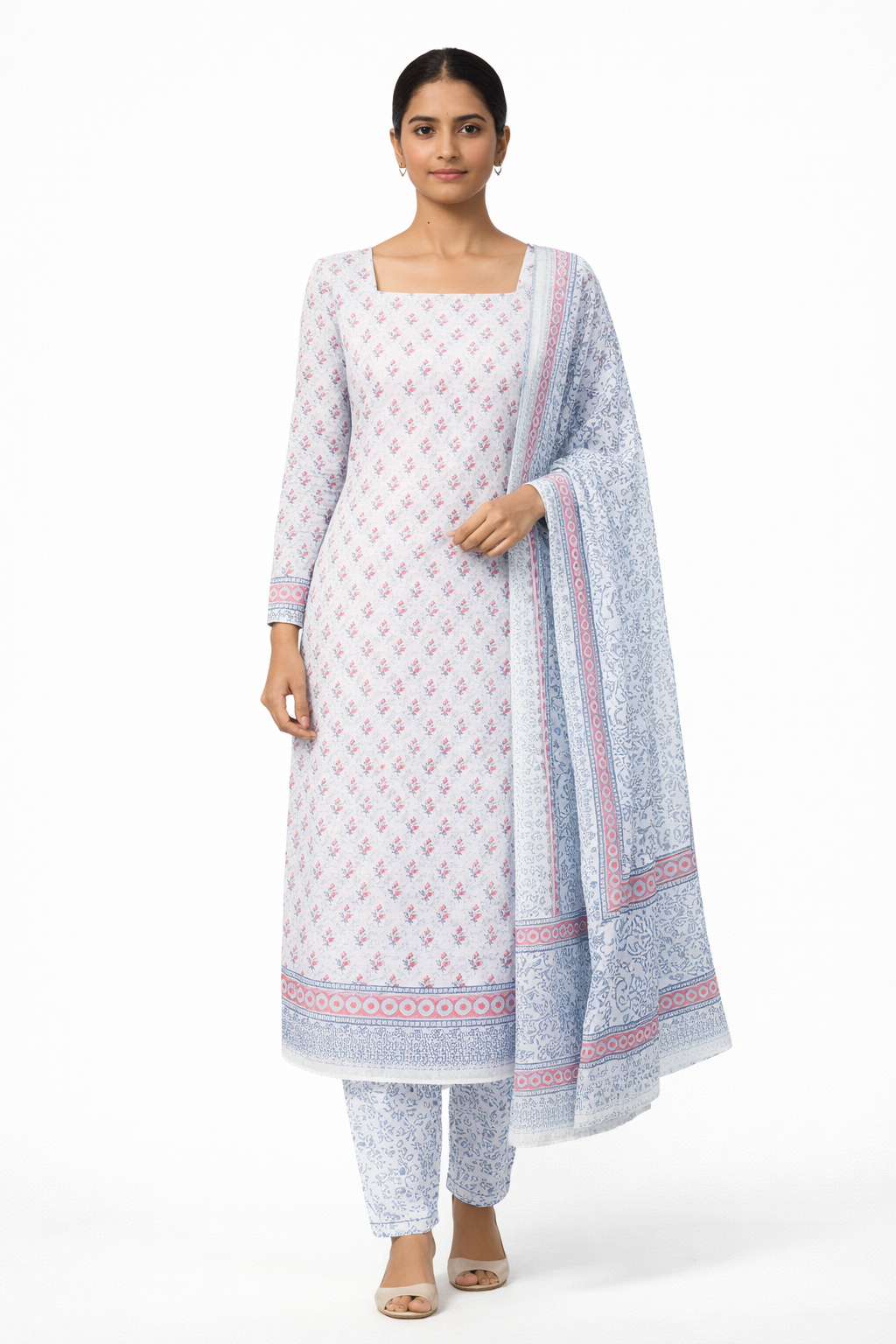 Buta And Floral Block Printed Soft Cotton Salwar Set | MF156