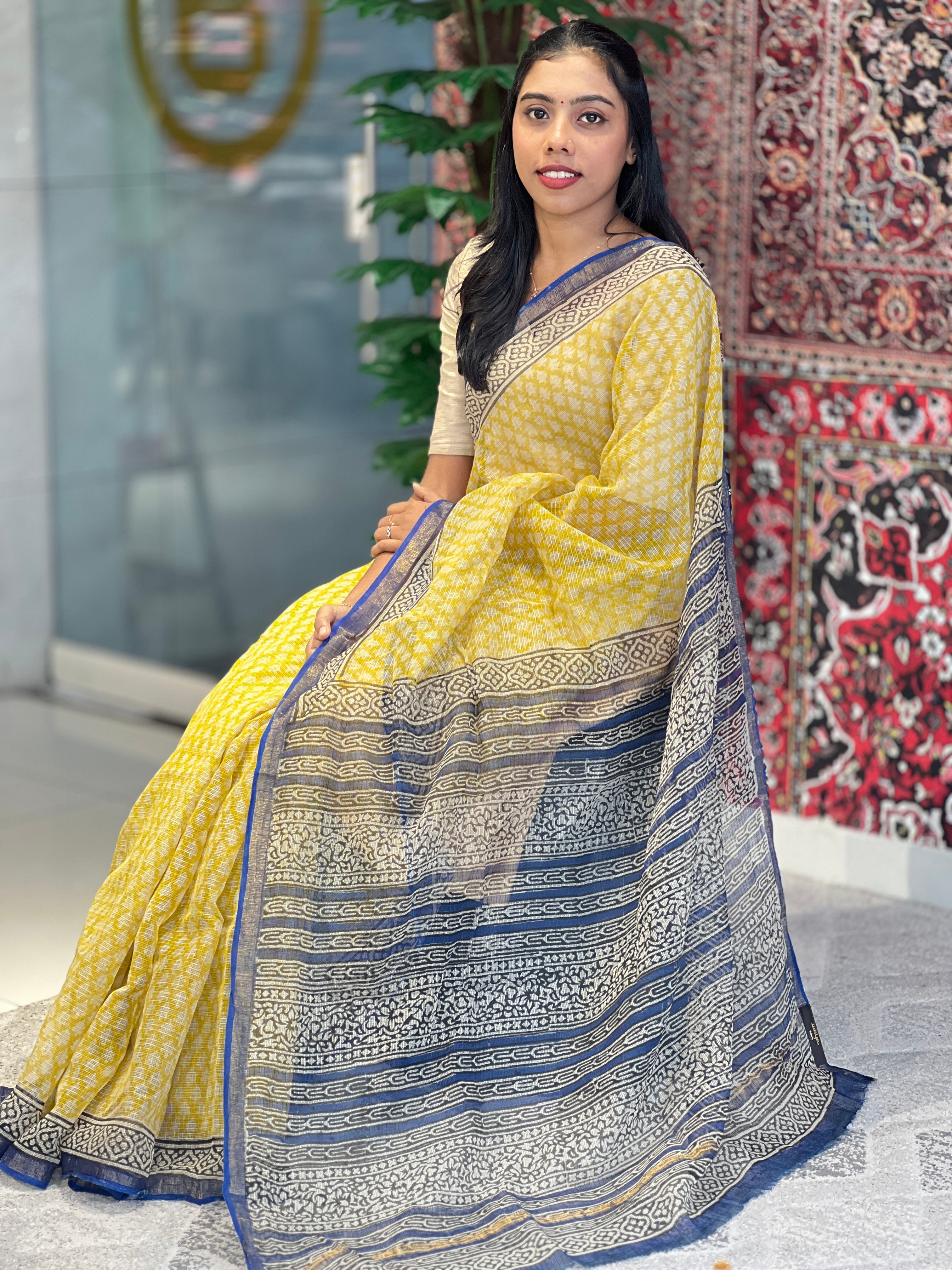 Screen Print With Zari Border Detailed Kota Saree | VFC500