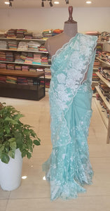 Floral Embroidered Nylon Organza Saree | SBS803