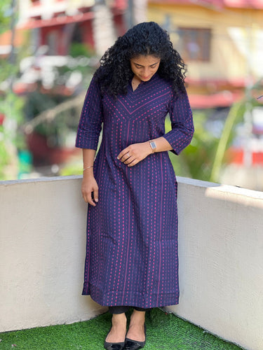 Stripe Weaved South Cotton Kurta | RGA219