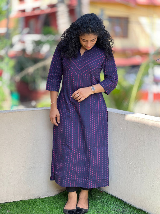 Stripe Weaved South Cotton Kurta | RGA219