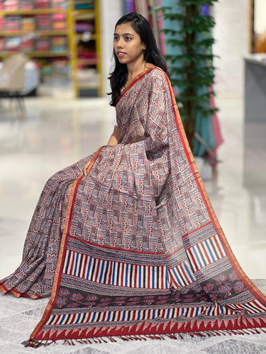 Geometrical Printed Pattern Chiffon Saree | SSN125