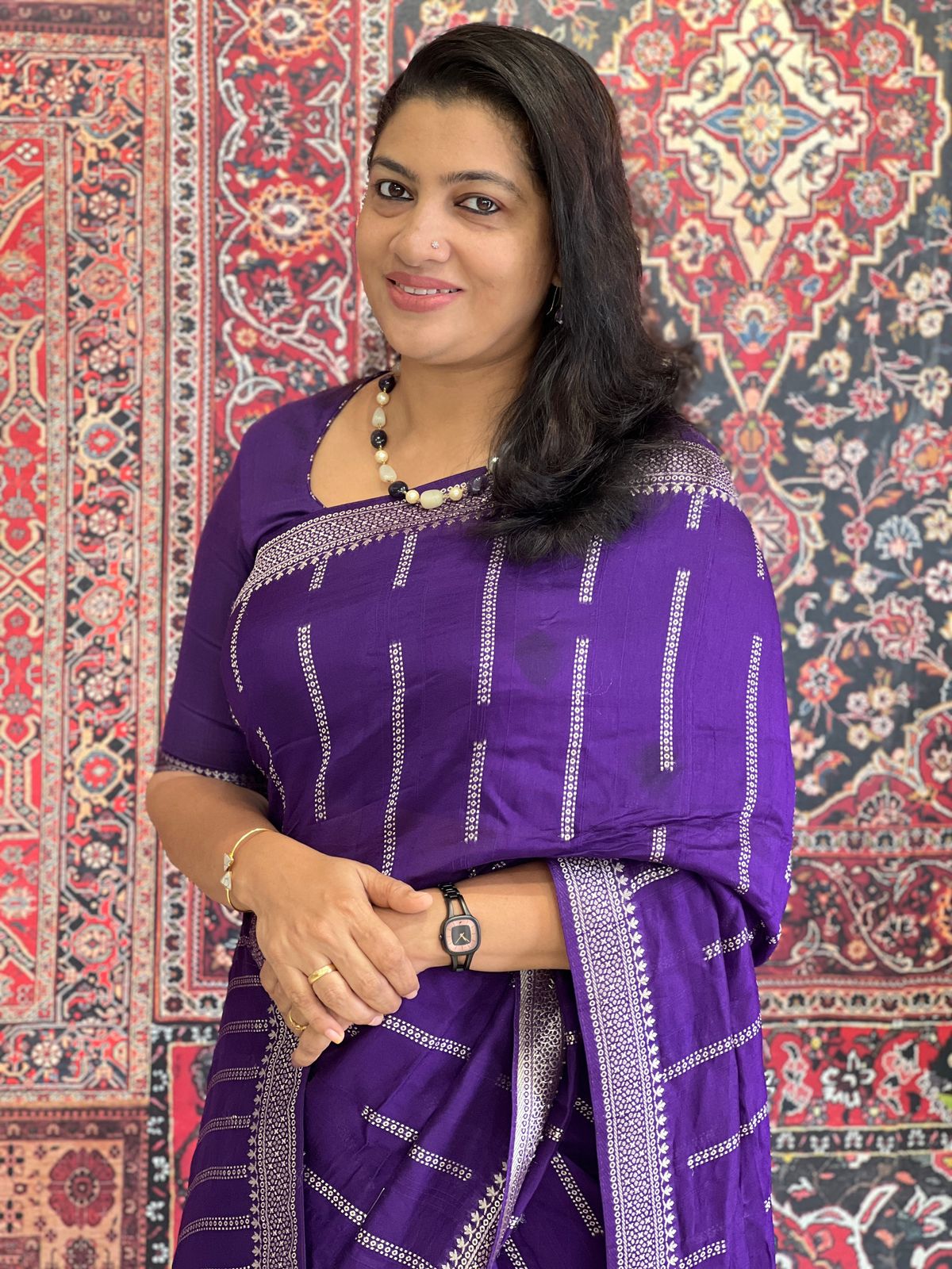 Vertical Stripe Woven Banarasi Silk Saree | DVS187