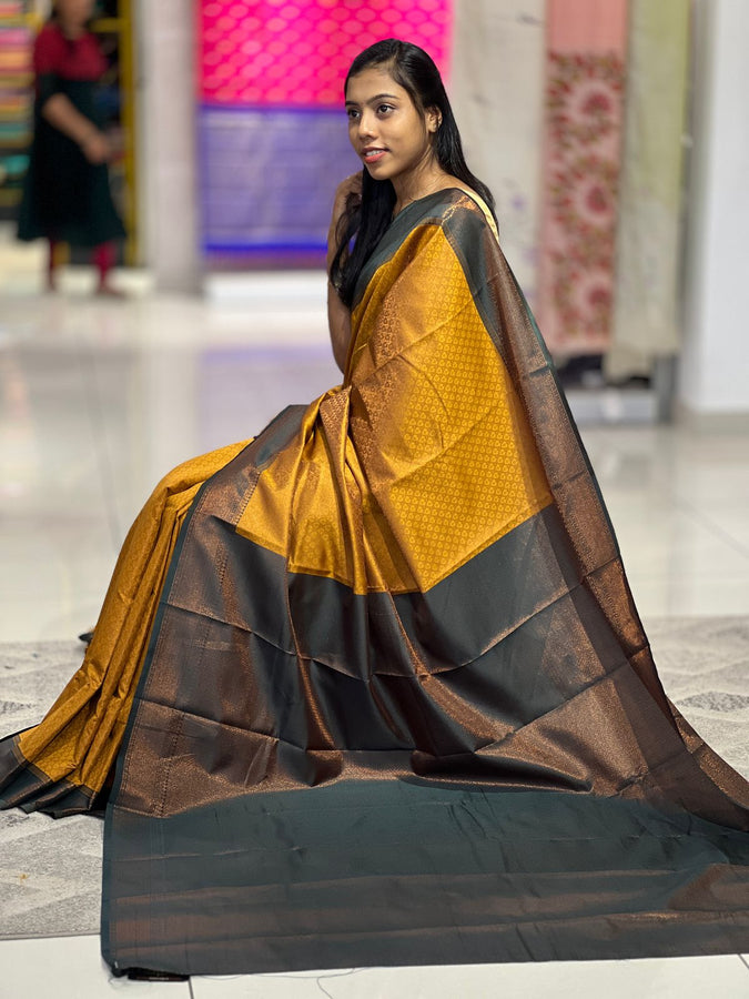 Traditional Contrast Combinational Semi Silk Saree | KAC136