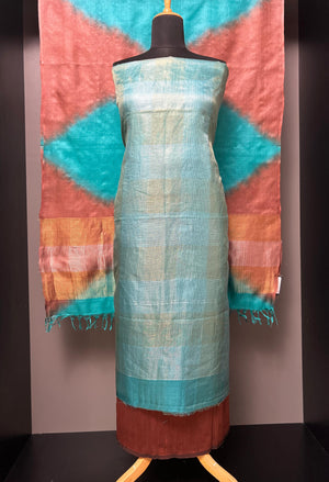 Zari Weaving Patterned Tussar Salwar Set | ACT1609