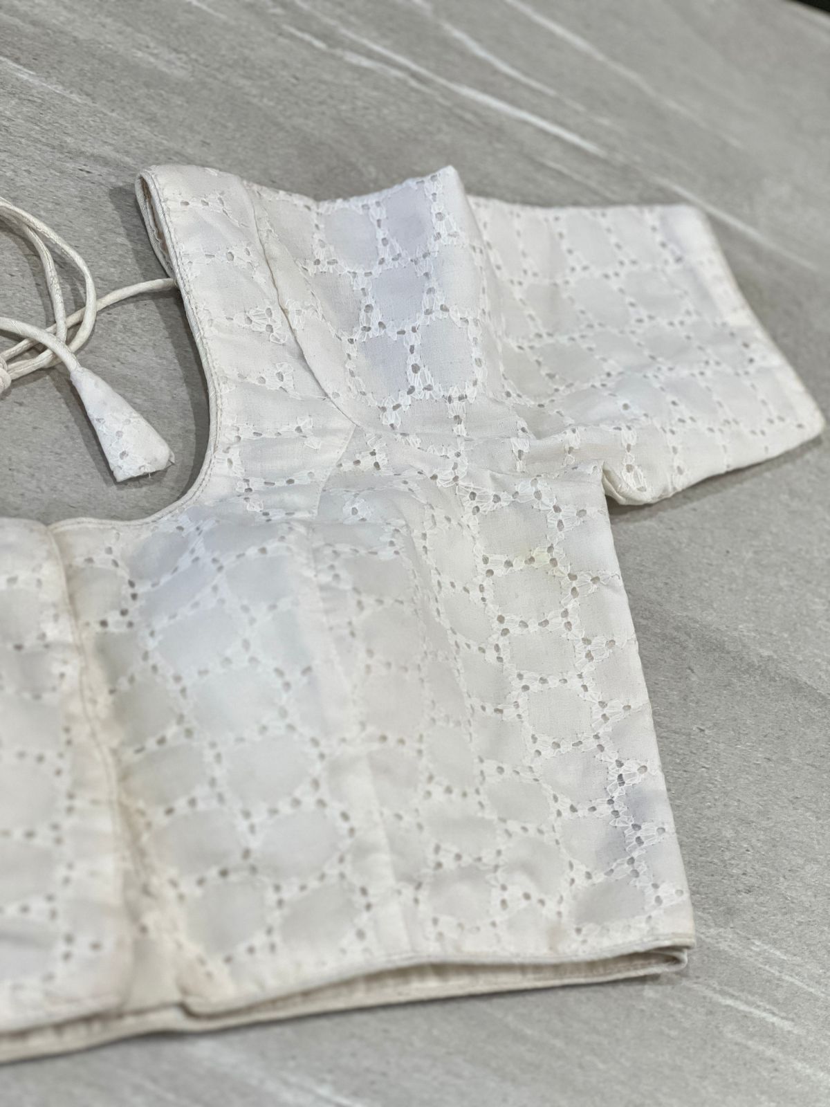 Hakoba Patterned Cotton Stitched Blouse | IT175