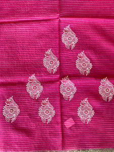 Temple Border Detailed Chanderi Finish Saree | NHH528