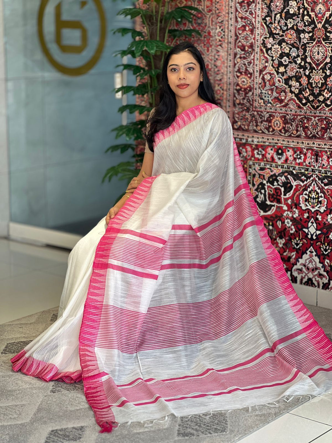 Temple Border Detailed Chanderi Finish Saree | NHH528