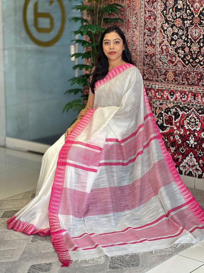Temple Border Detailed Chanderi Finish Saree | NHH528