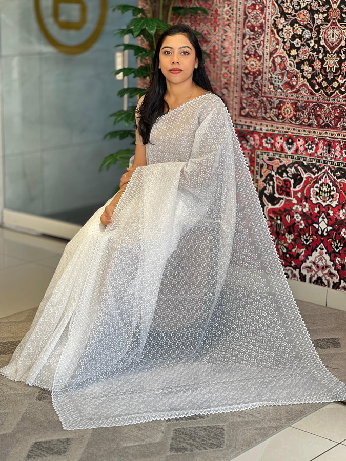 Beaded Embroidered Semi Organza Saree | JBE111