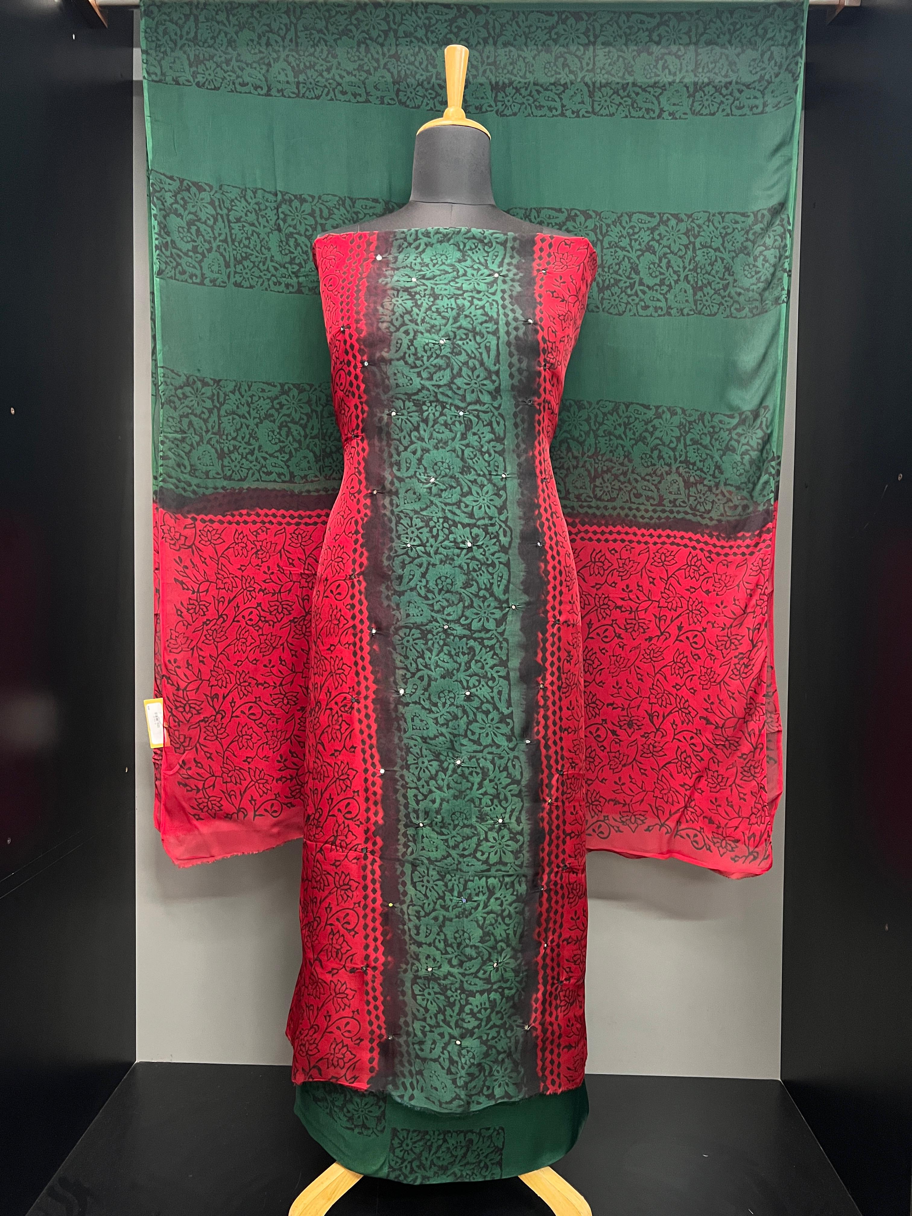 Print With Nalgonda Mirror Detailed Organza Salwar Set | SF1255