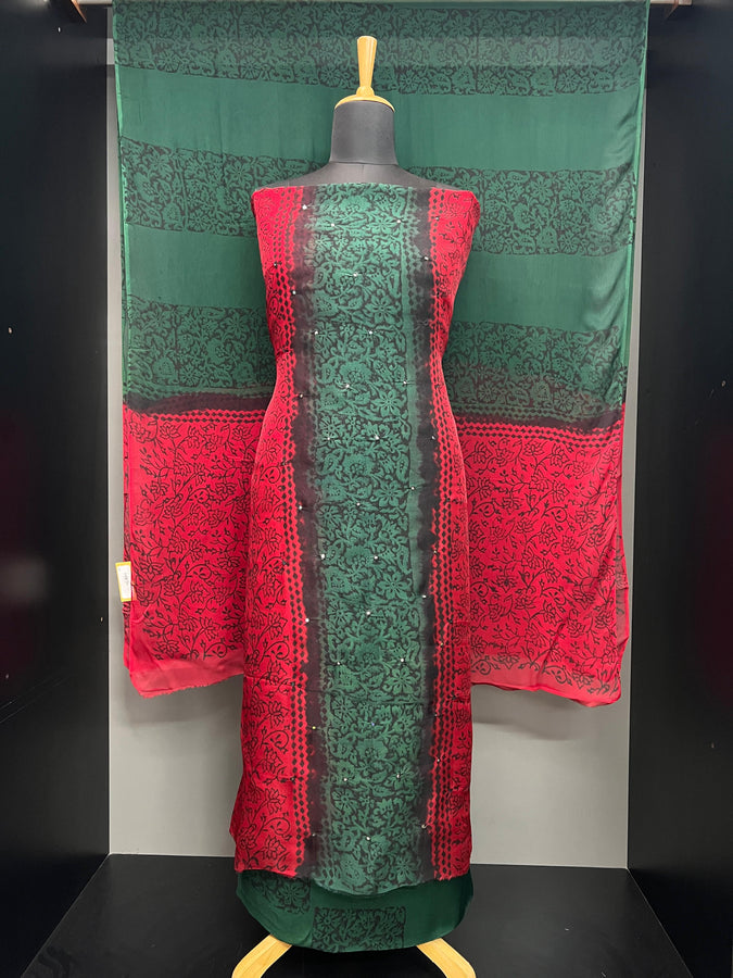Print With Nalgonda Mirror Detailed Organza Salwar Set | SF1255