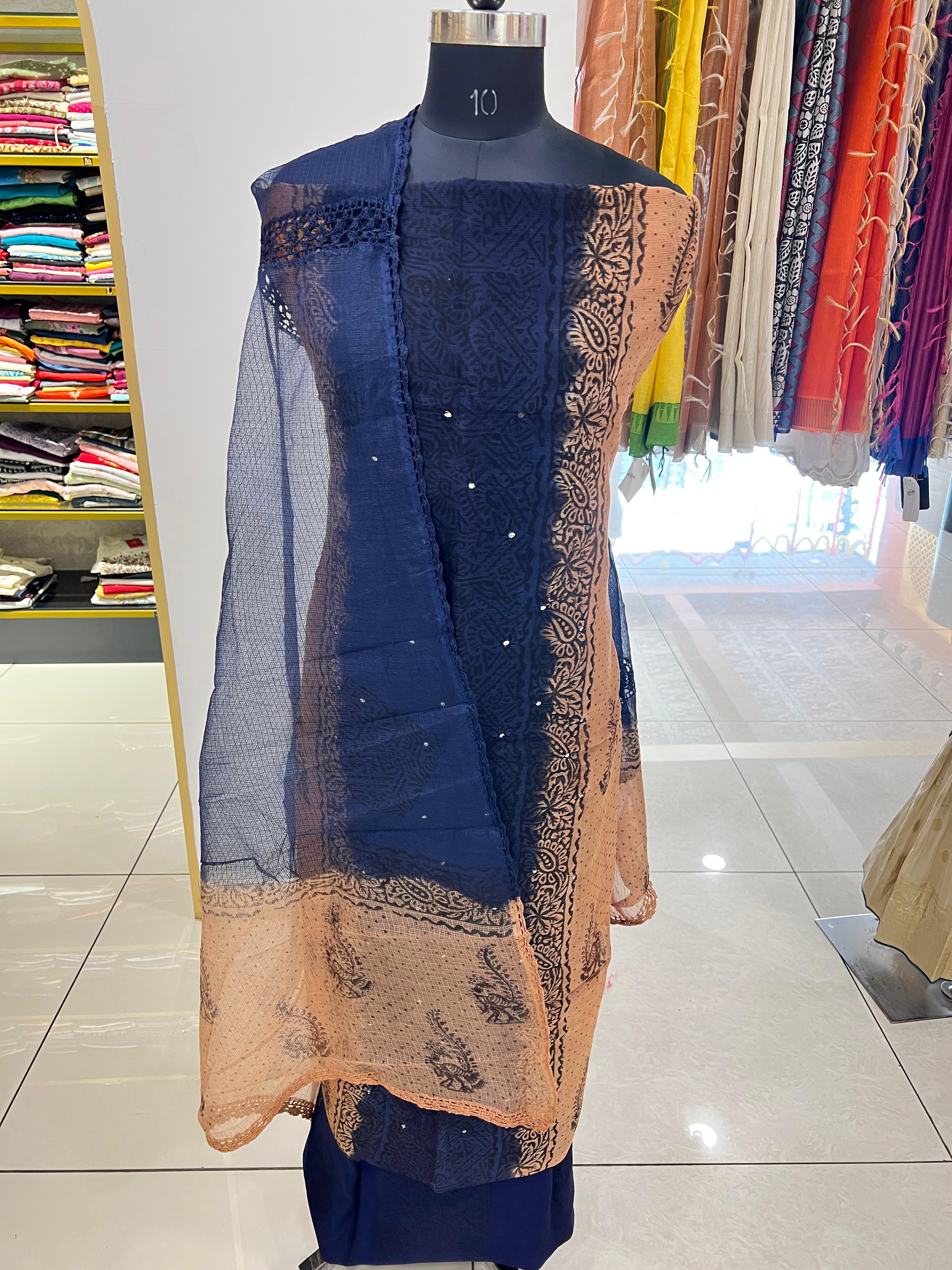 Block Printed Supernet Kota Salwar Set | SF1212