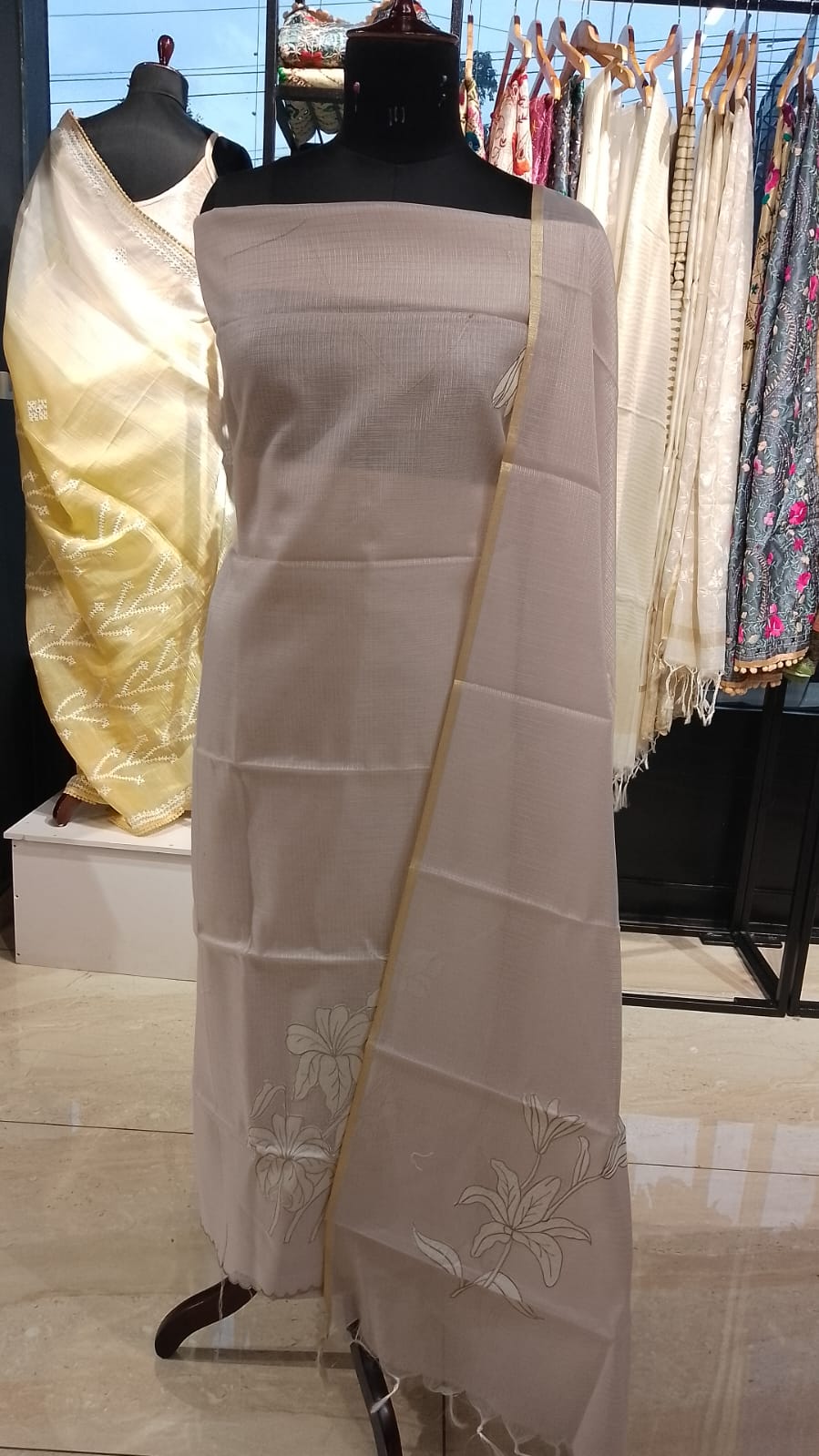 Floral Applique Detailed Silky Kota Salwar Set | MM237