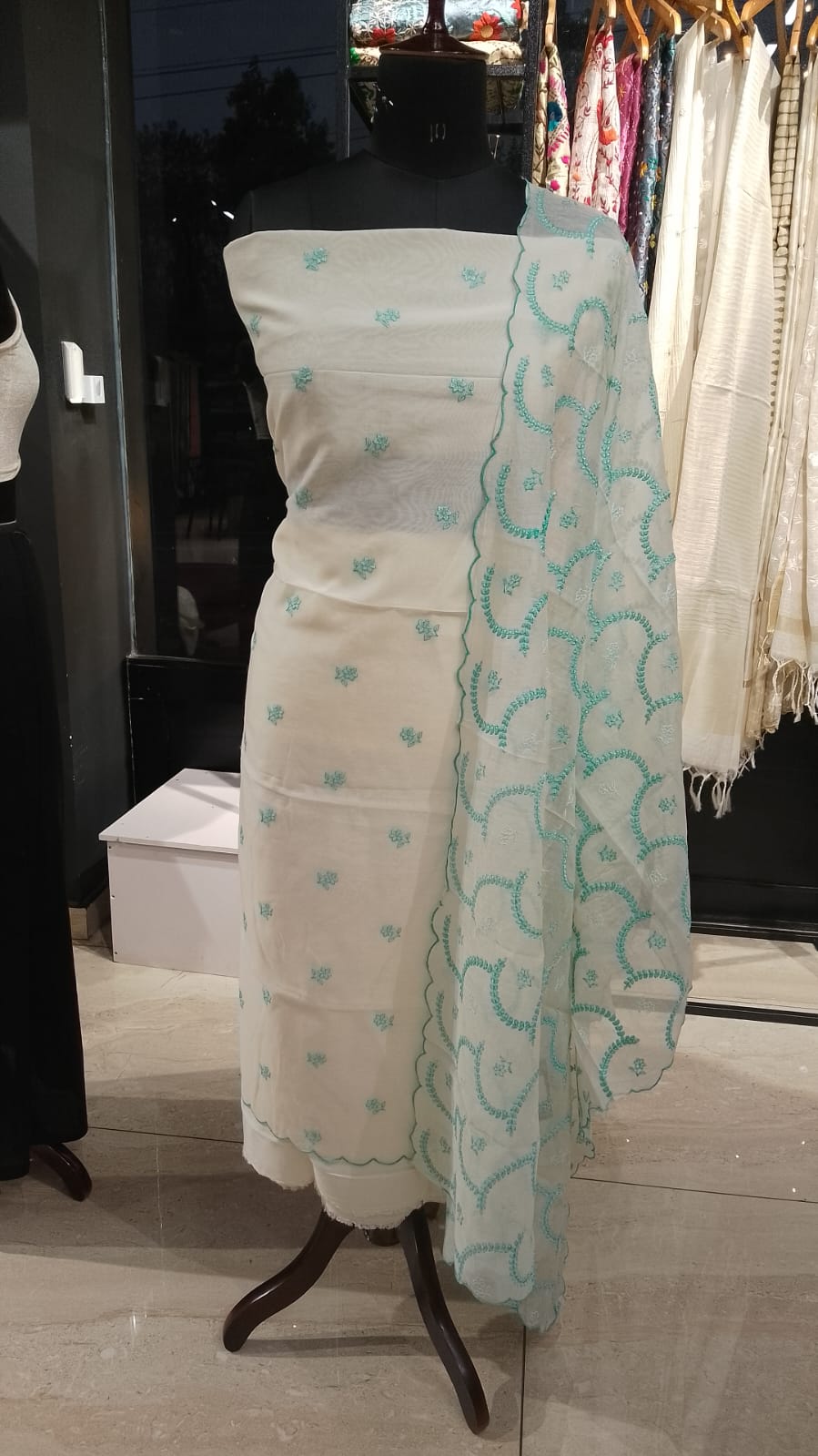 Floral Embroidery Detailed Pure Chanderi Salwar Set | MM244