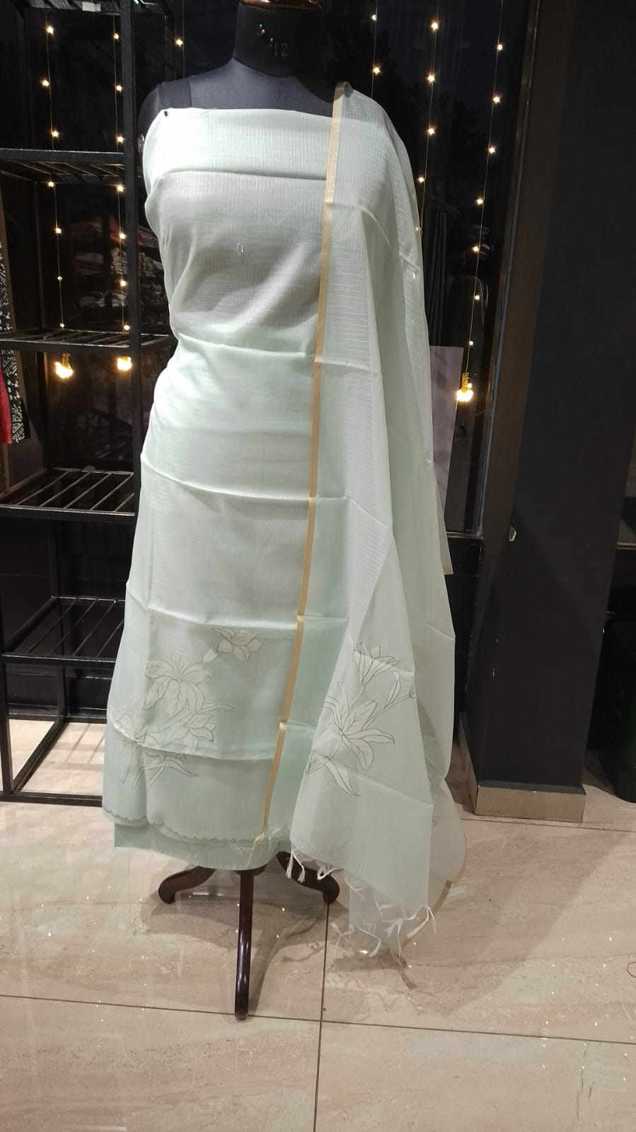 Floral Applique Detailed Silky Kota Salwar Set | MM238