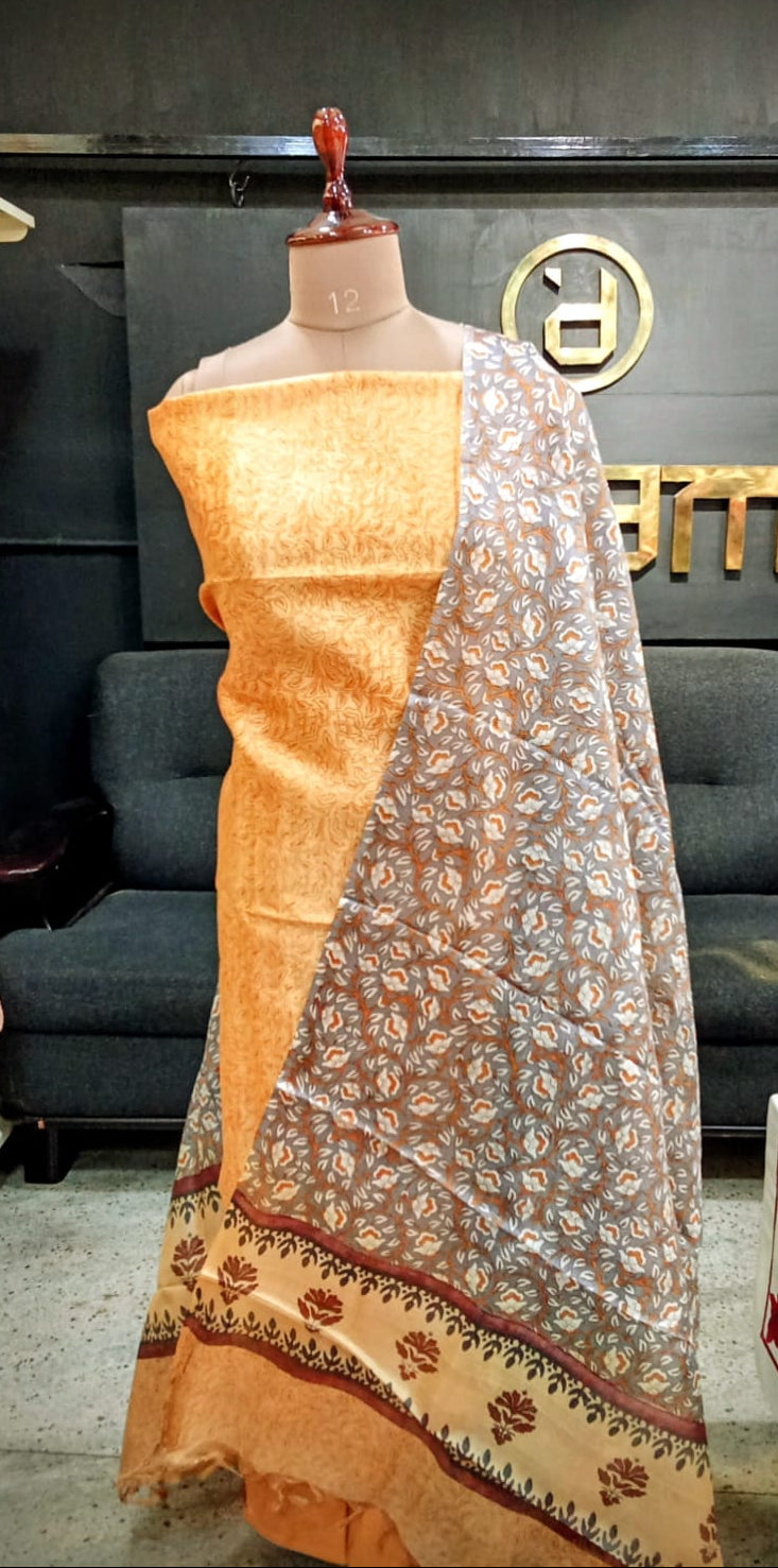 Floral Printed Tussar Salwar Set | MNH516