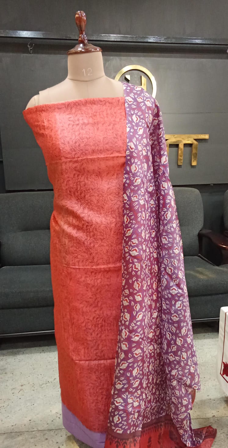 Print Detailed Tussar Salwar Set | MNH515