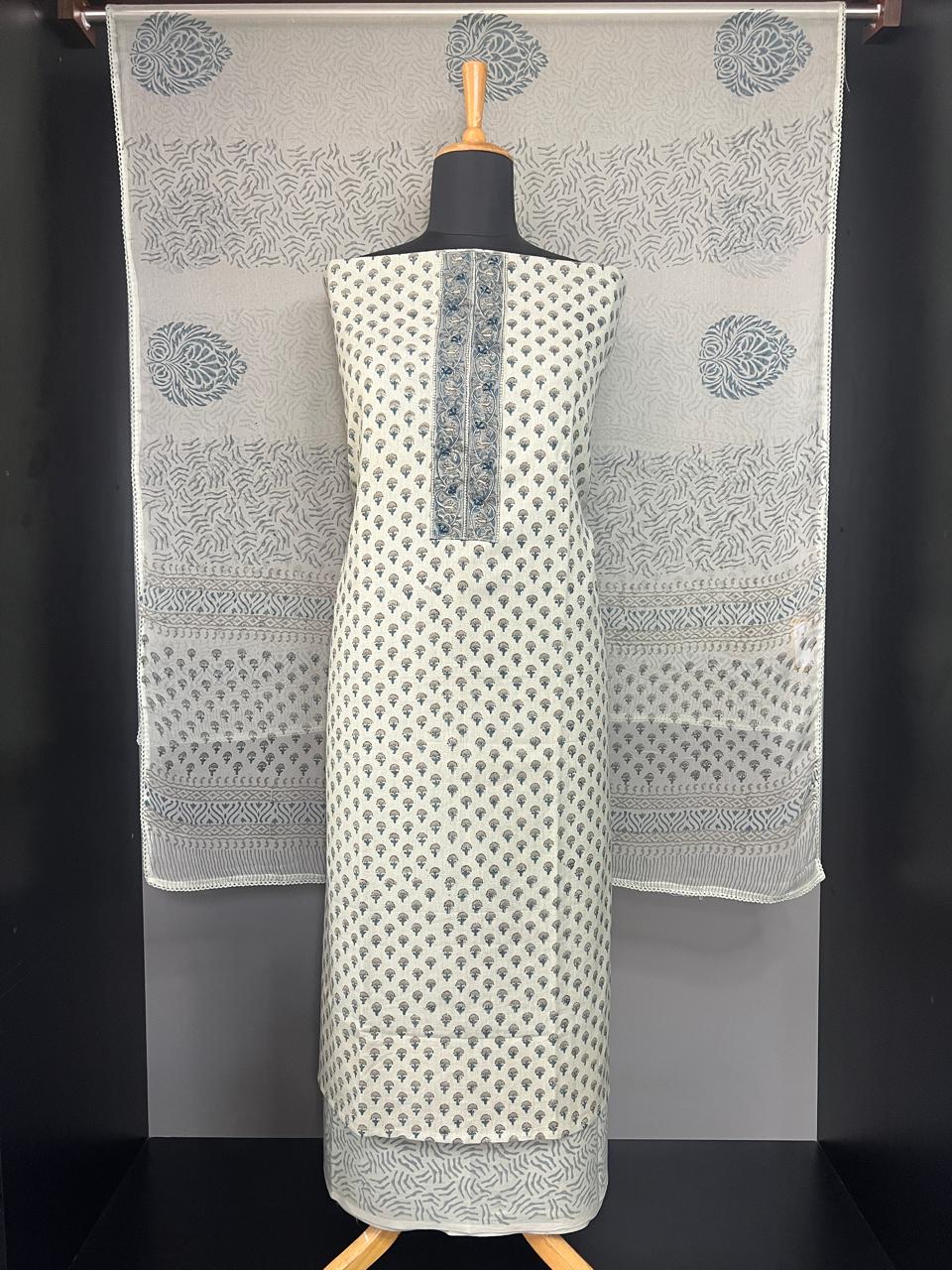 Hand Block Printed Linen Salwar Sets | SSC154