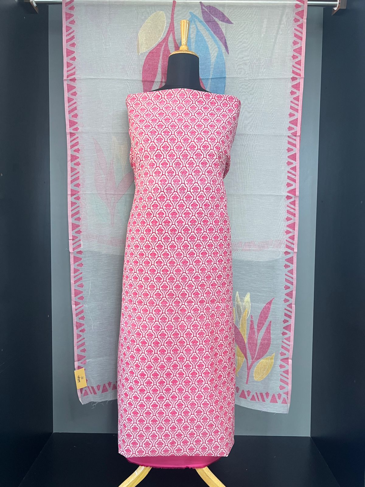 Floral Printed Detailed Chanderi Salwar Set |HE290