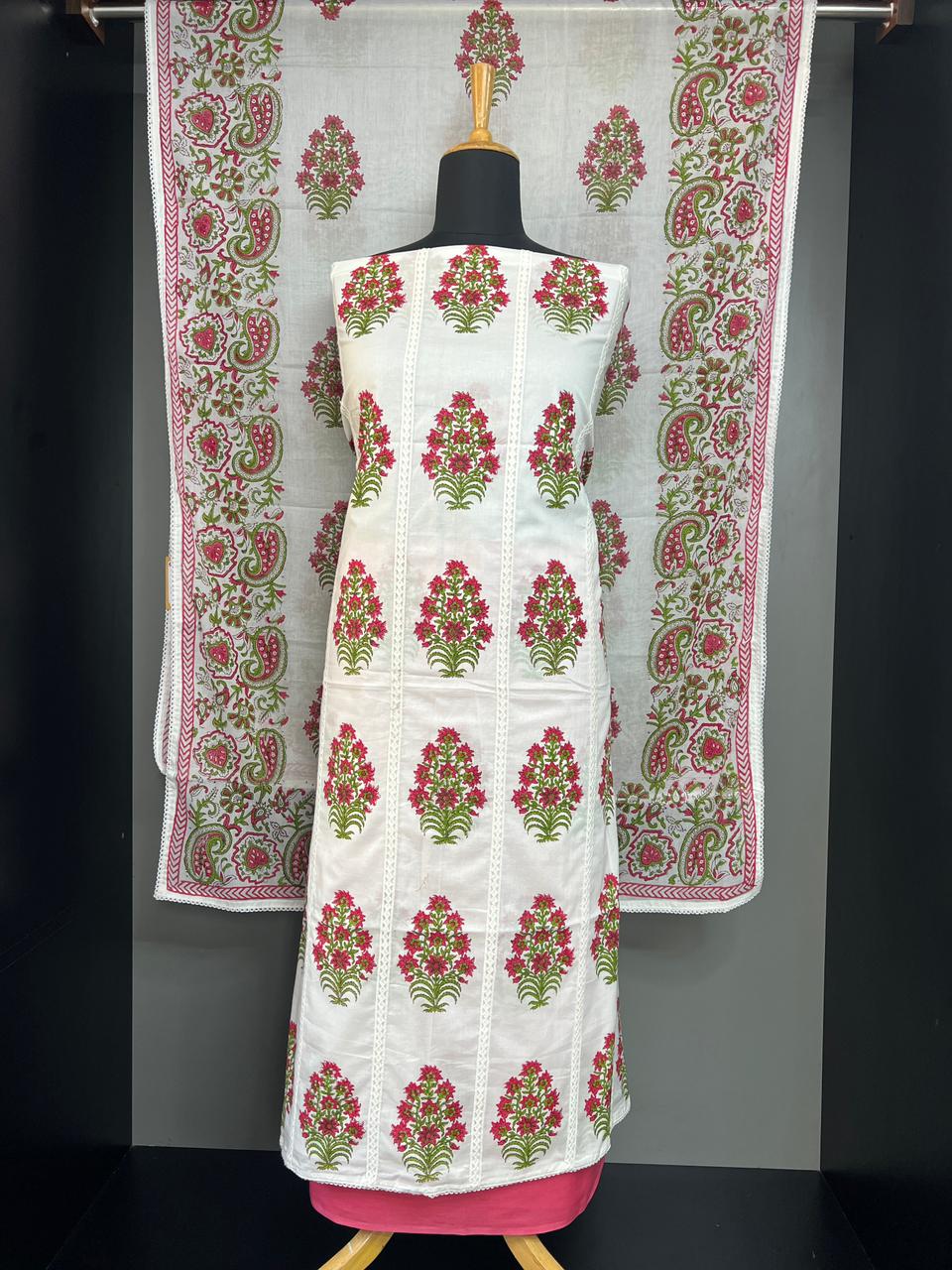 Floral Hand Block Printed Cotton Salwar Set | SSC170