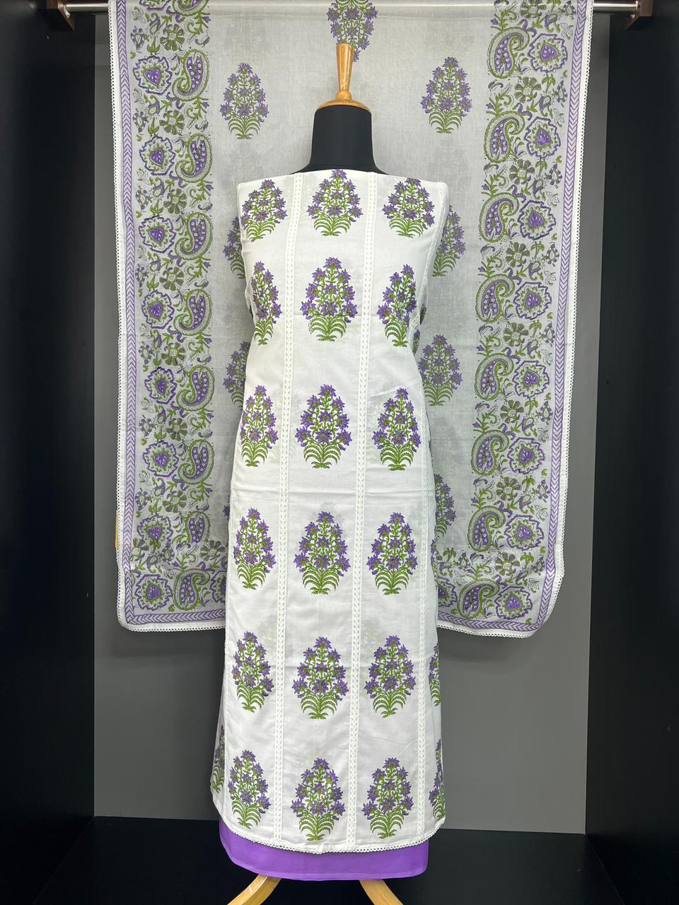 Floral Hand Block Printed Cotton Salwar Set | SSC169
