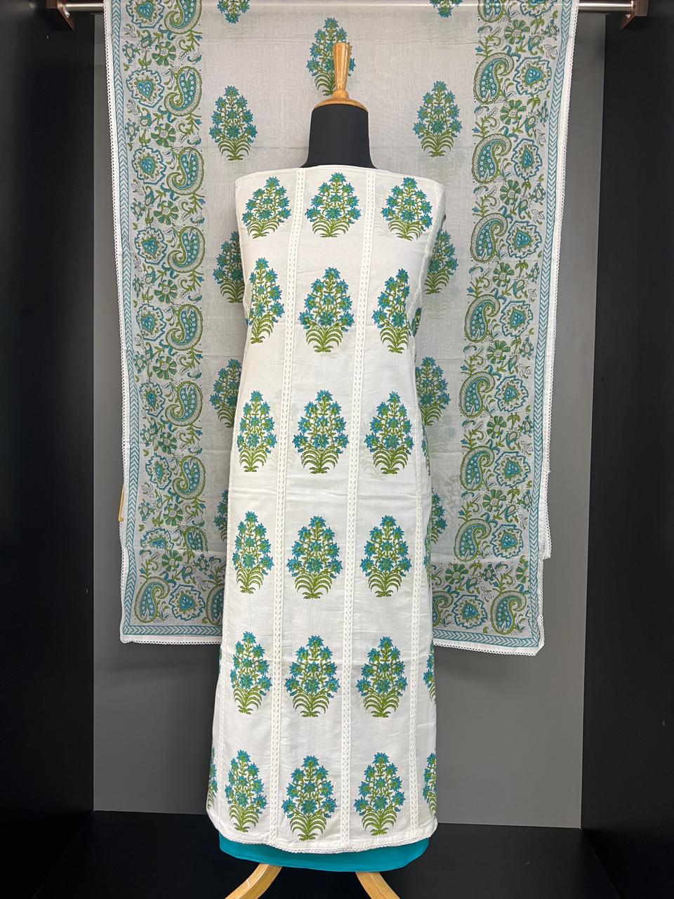 Floral Hand Block Printed Cotton Salwar Set | SSC172