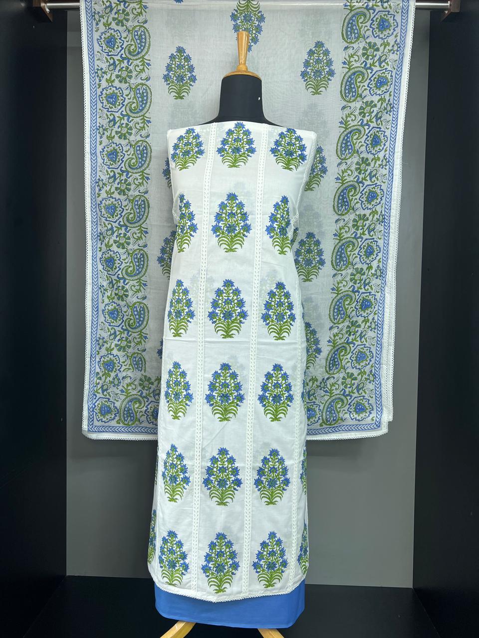 Floral Hand Block Printed Cotton Salwar Set | SSC171