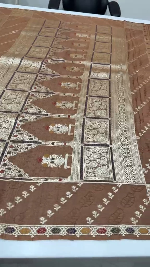 Handwoven Tussar Georgette with Meenakari Butas | KMM108