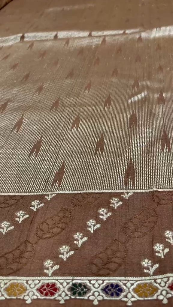 Handwoven Tussar Georgette with Meenakari Butas | KMM108