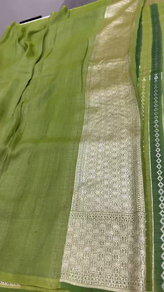 Handloom Silver Zari Woven Tussar Georgette Saree |  KMM107
