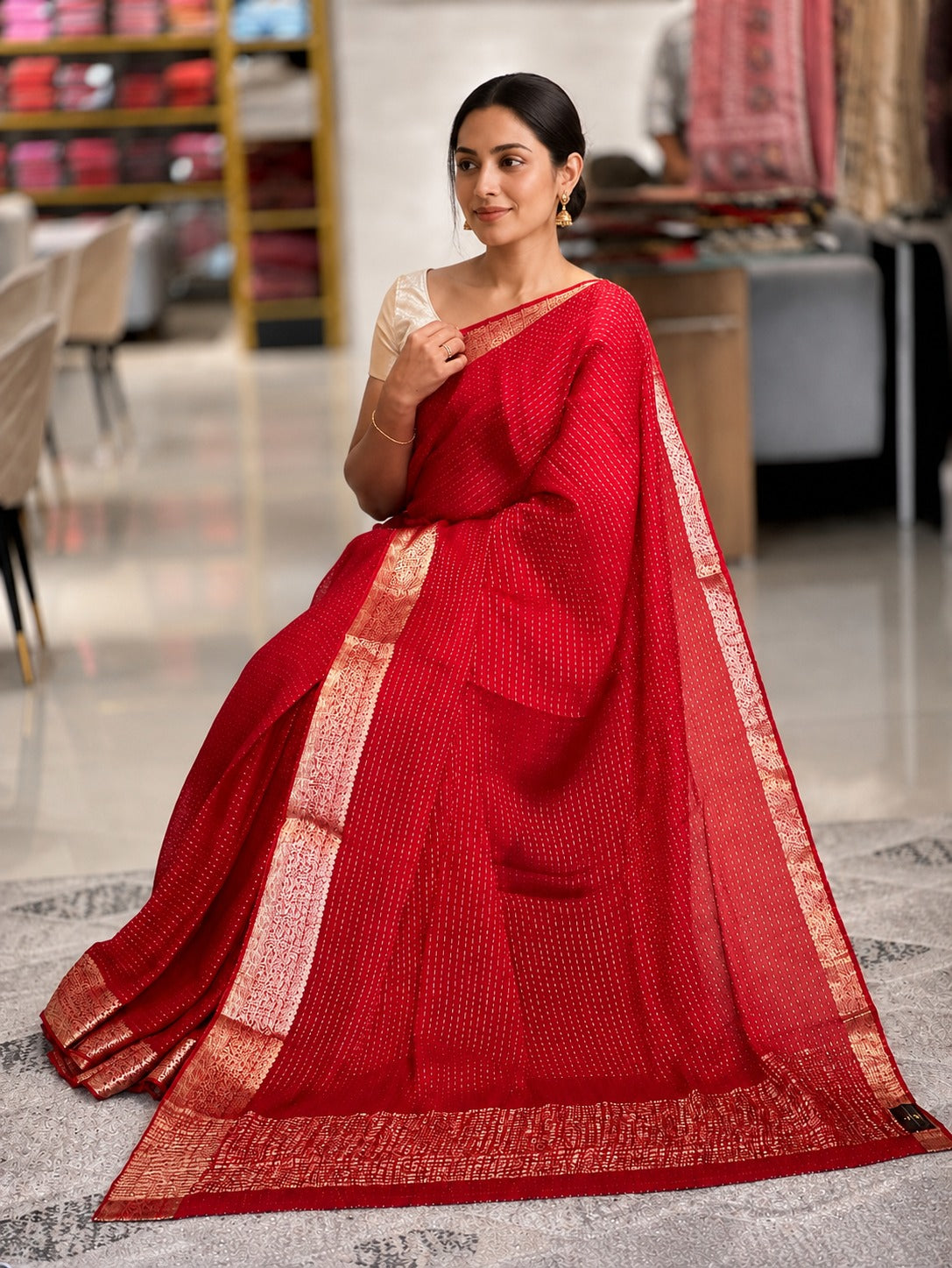 Zari Woven Hosa Silk Saree | HT128