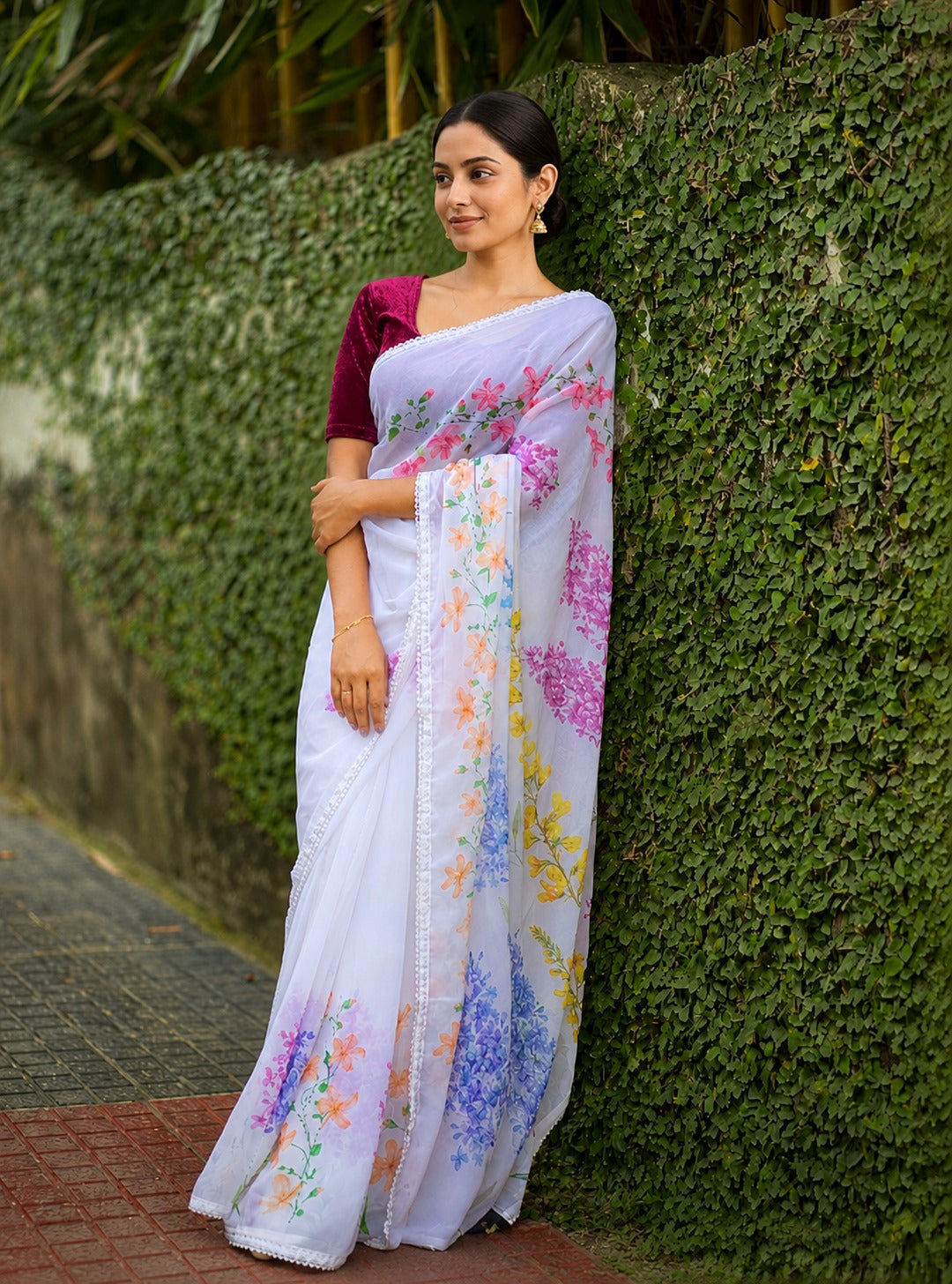 Digital Printed Georgette Saree | HT121