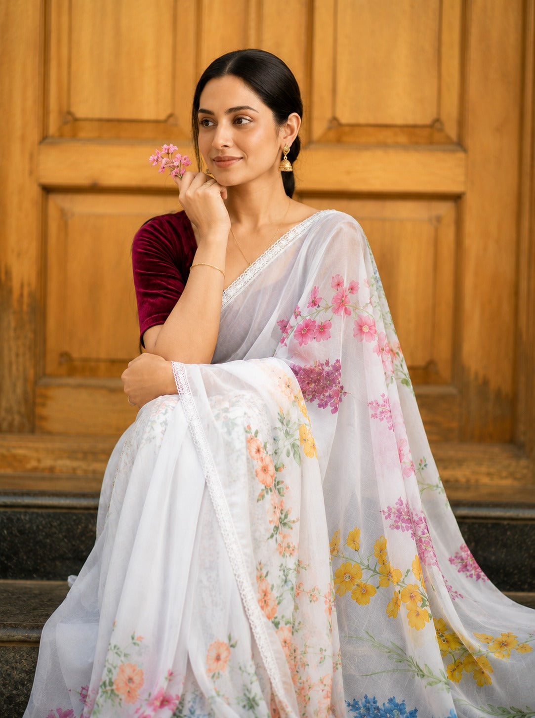 Digital Printed Georgette Saree | HT121