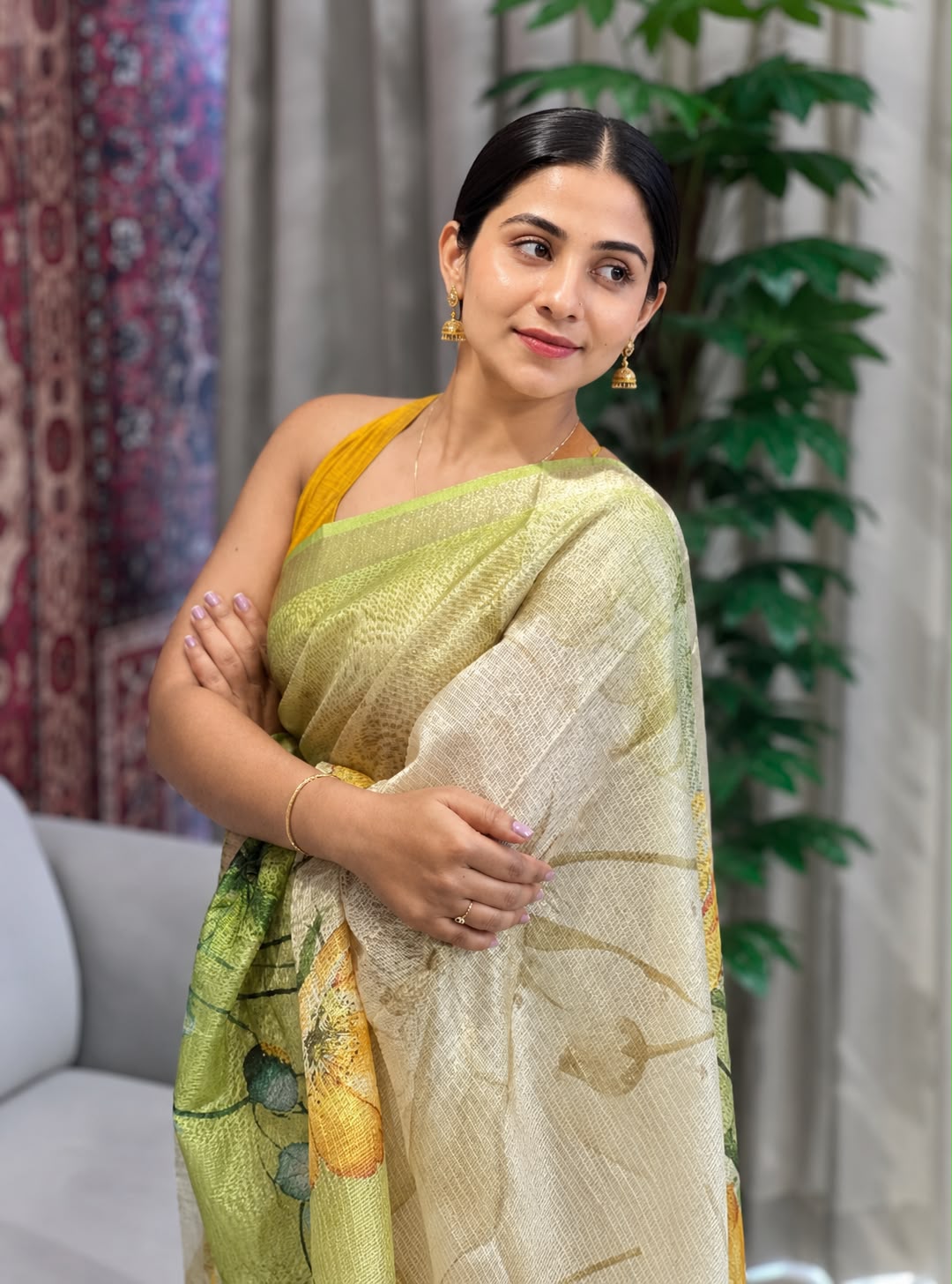 Floral Printed Silky Kota Saree | HT274