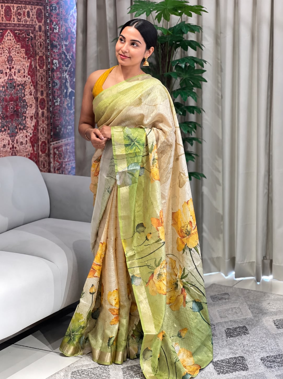 Floral Printed Silky Kota Saree | HT274
