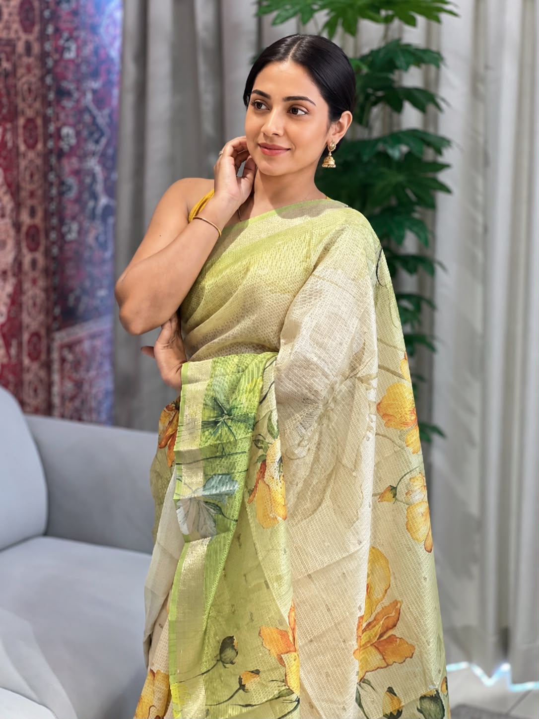 Floral Printed Silky Kota Saree | HT274