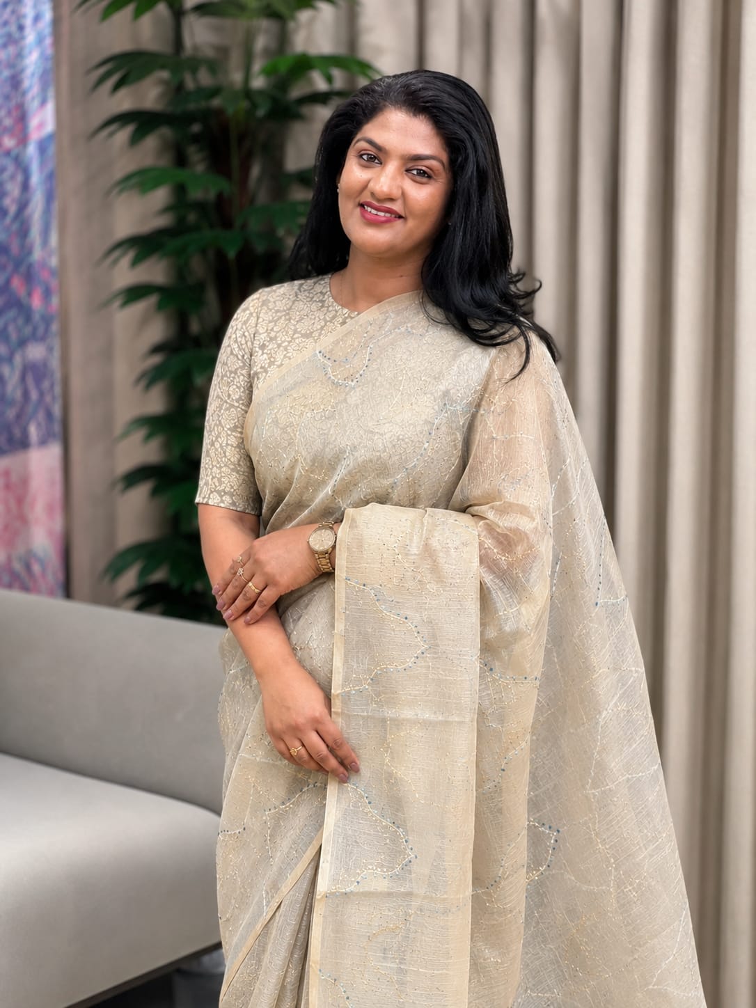 Lurex Weaved Chanderi Saree | BLD1744