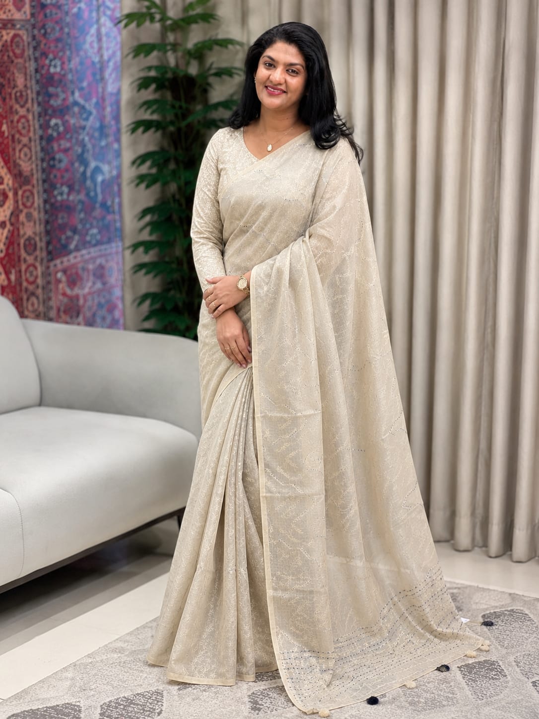 Lurex Weaved Chanderi Saree | BLD1744