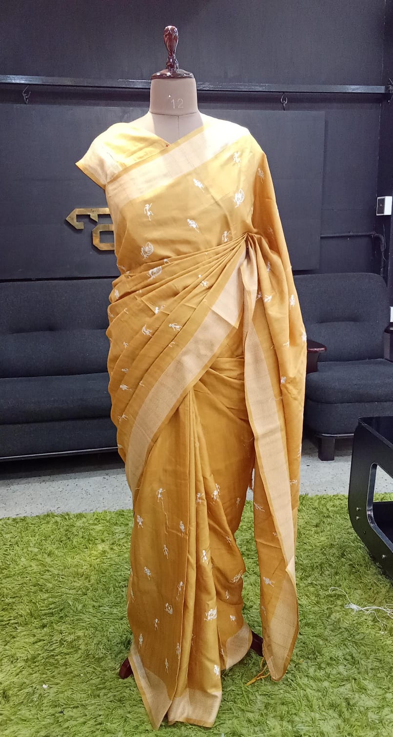 Warli Printed Pattern Tussar Saree | SUN809
