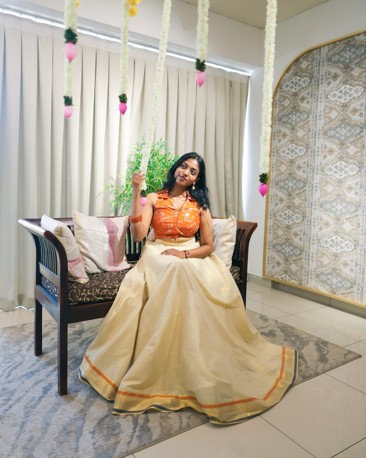 Floral Embroidered Crop Top & Skirt Se  t(Un Stitched ) | OKM114