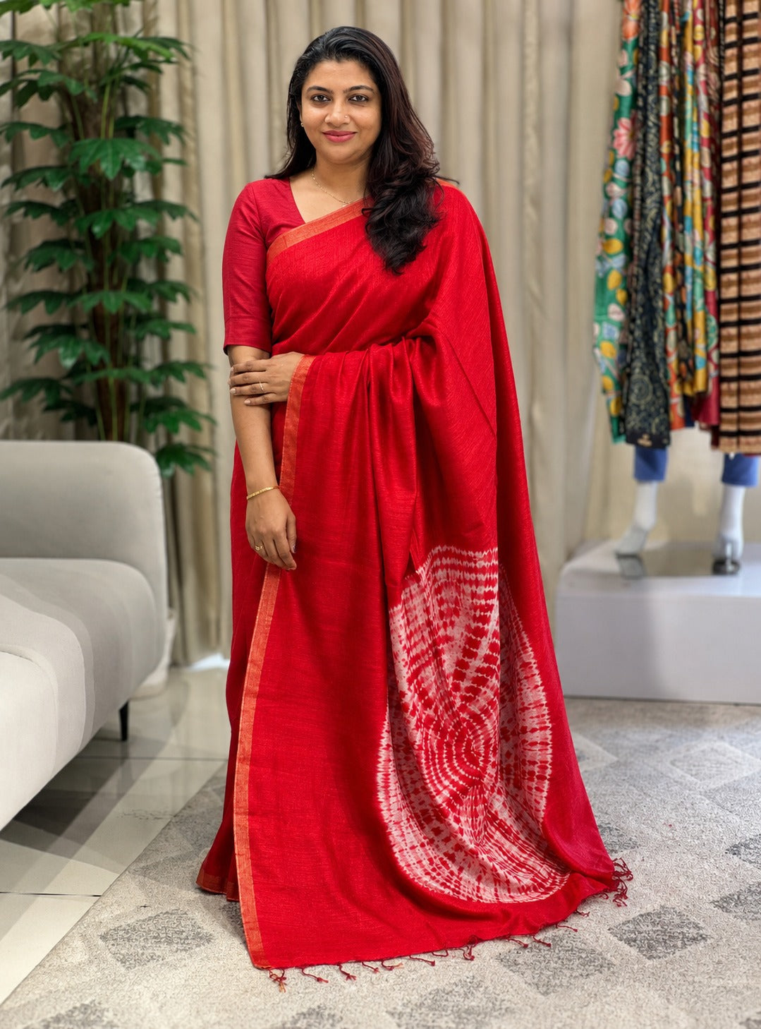 Hand Tie & Dye Detailed Geecha Tussar  Saree | RGD743