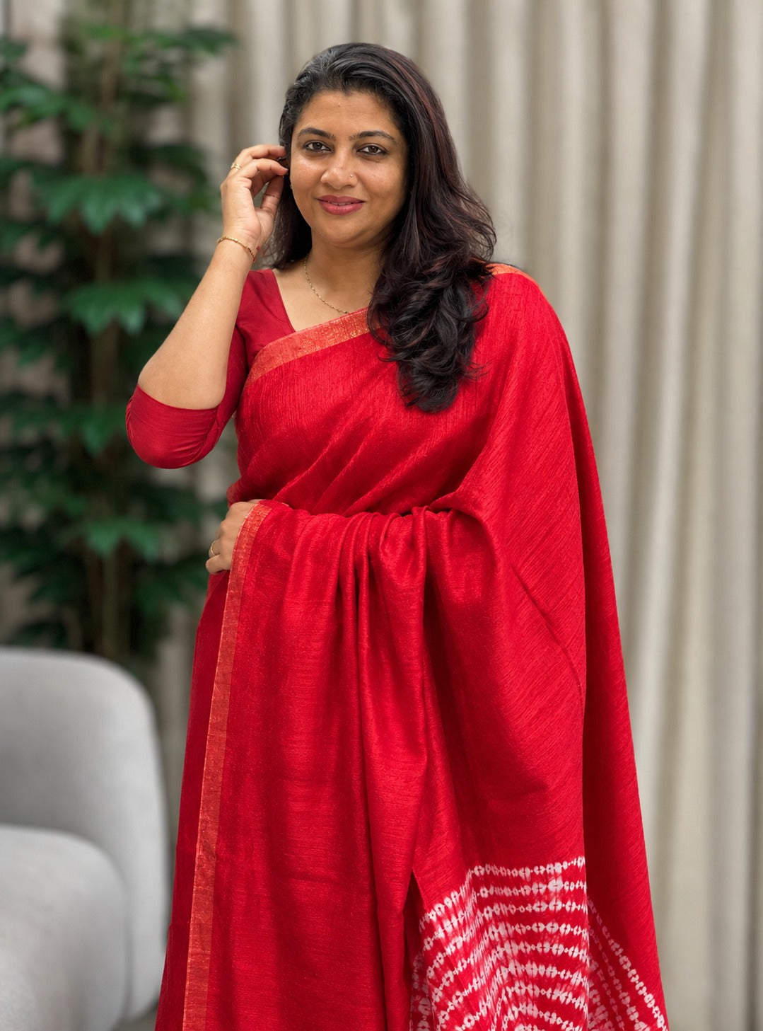 Hand Tie & Dye Detailed Geecha Tussar  Saree | RGD743