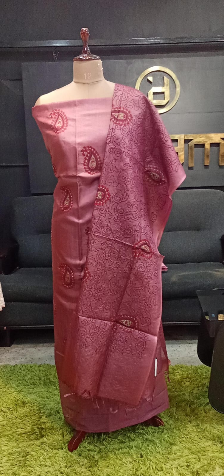 Paisley Embroidery Pattern Tussar Silk  Salwar Set | PR191