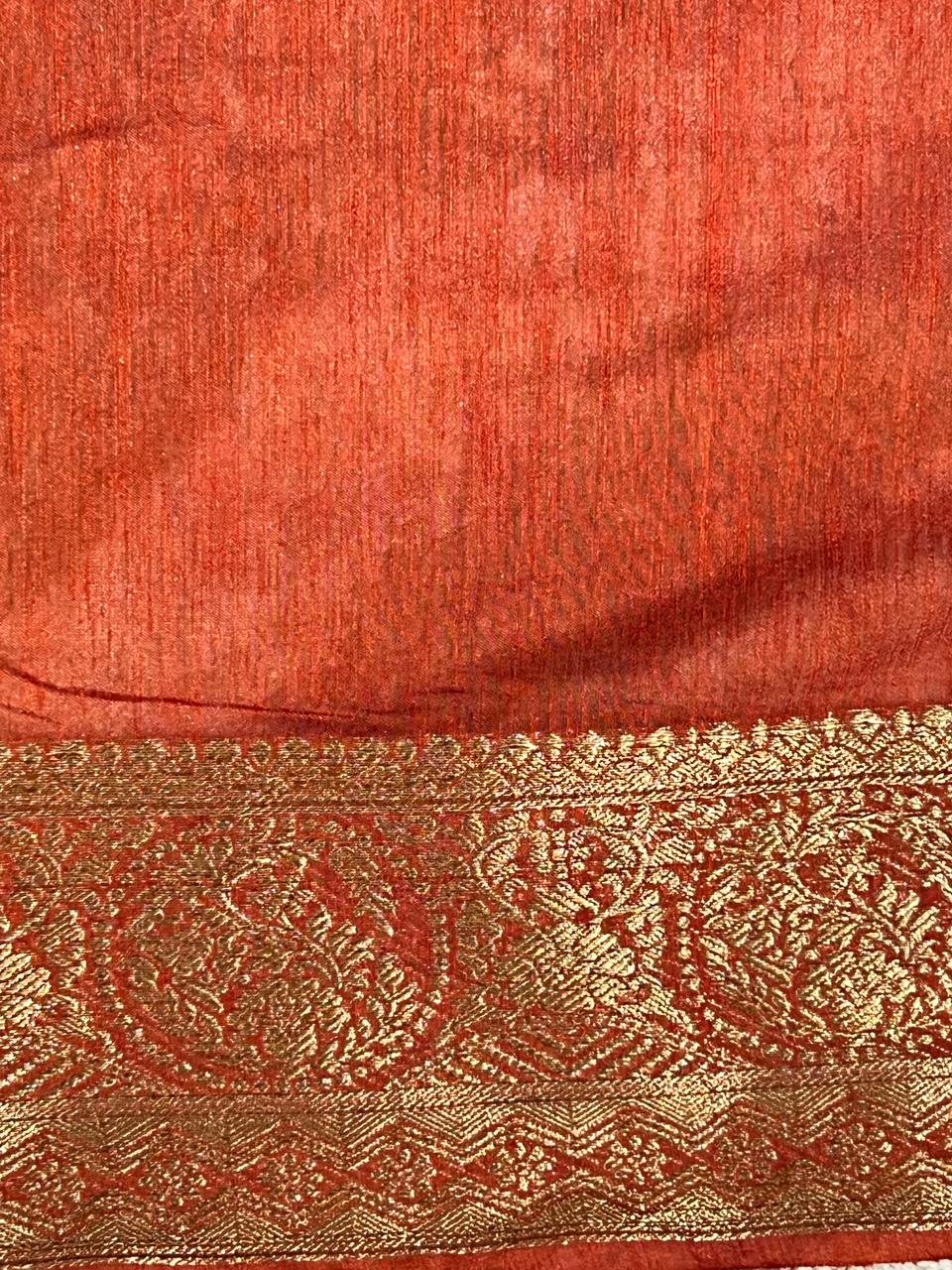 Golden Zari Weaved Border Pattern Cotton Silk Saree | ZSS313