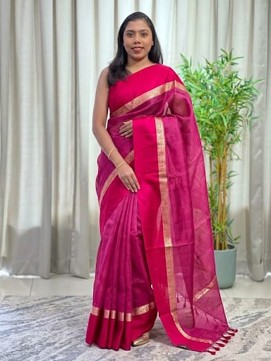 Satin Patta Bordered Tussar Saree | MB193