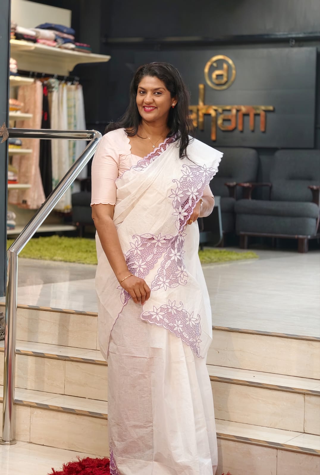 Floral Twine Cut Work Organdy Saree | TC521