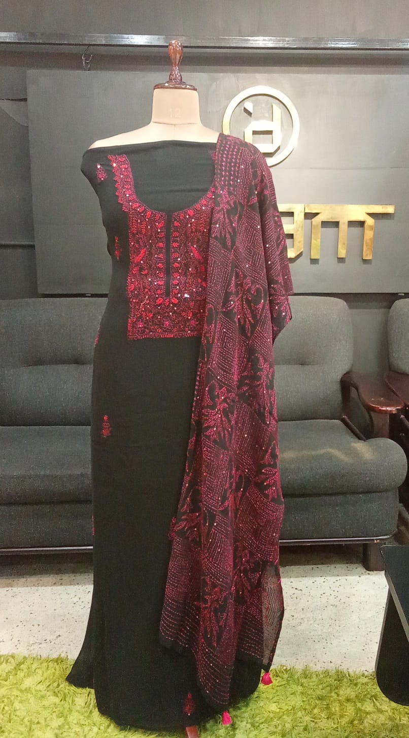 Floral Embroidered Georgette Salwar Set | JVR173